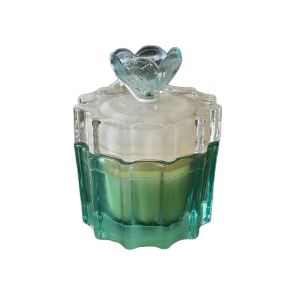 New Glass Flower BOHO Bamboo Candle With Essential Oils Room Decor - Picture 2 of 3